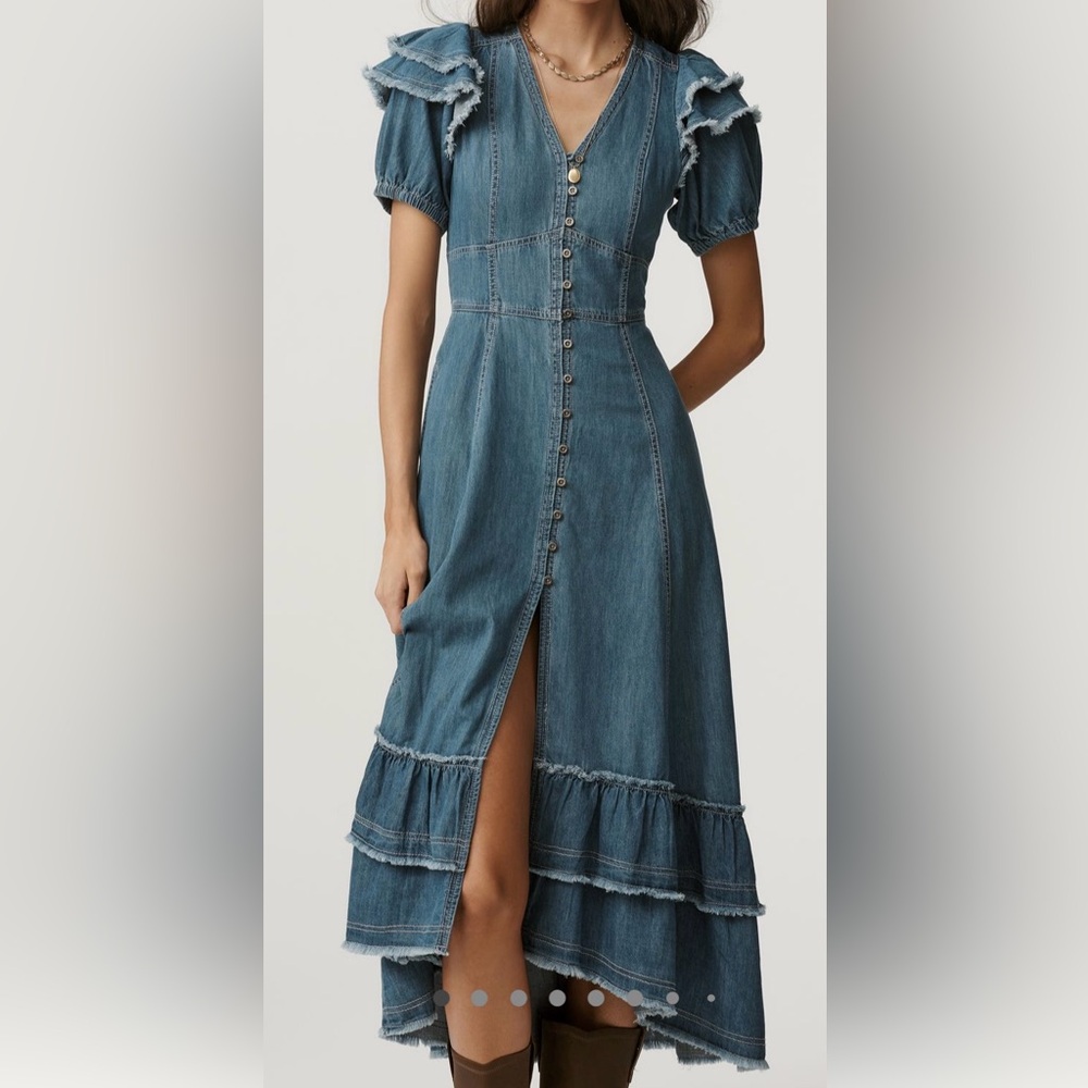 Pilcro Short-Sleeve Ruffled Midi
Shirt Dress